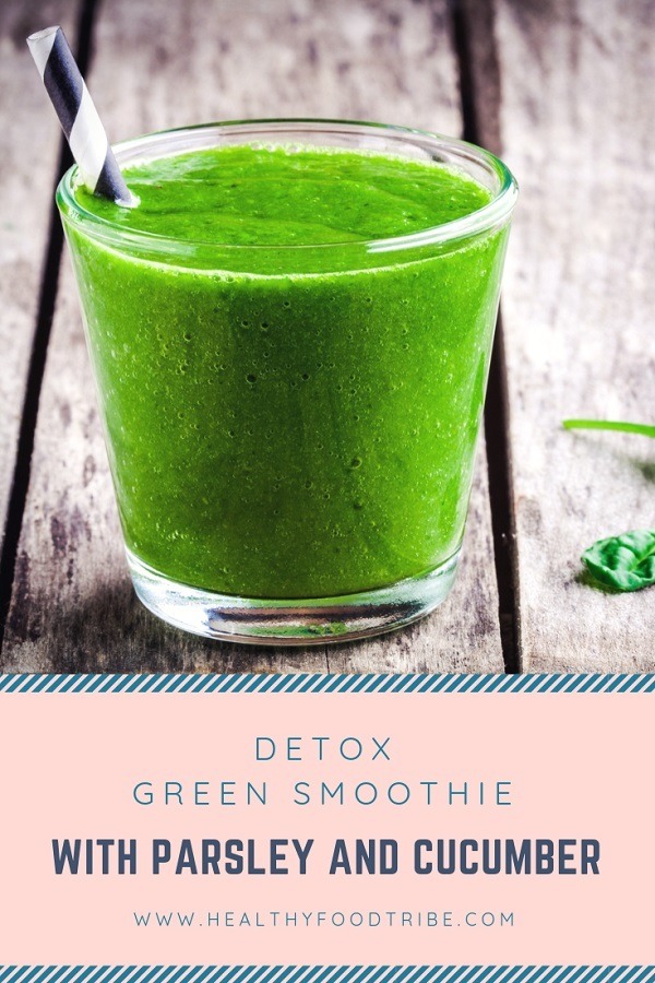 Detox green smoothie with parsley and cucumber