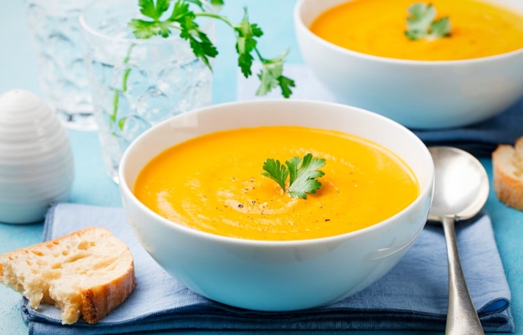 Pumpkin soup with garnish
