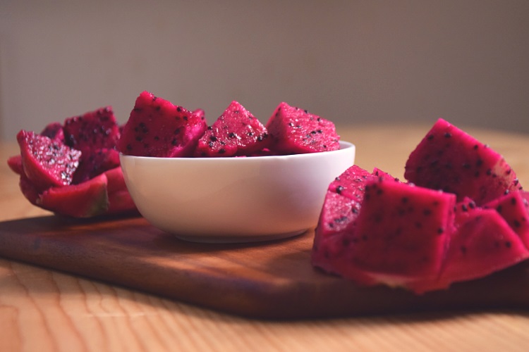 Red dragon fruit pieces