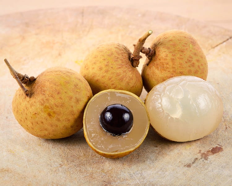 Longan fruit with black seed inside