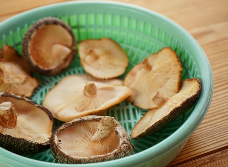 Shiitake mushrooms in bowl
