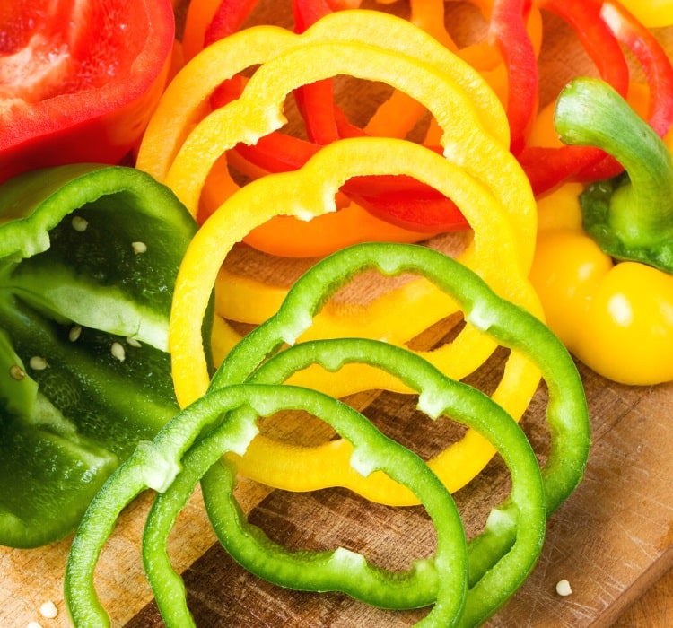 Sliced bell peppers