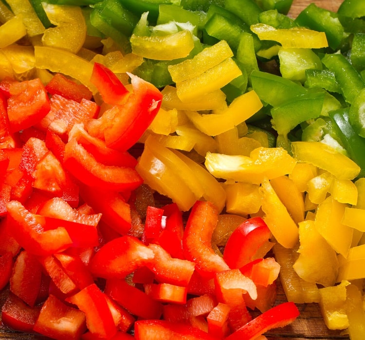 Sliced bell peppers