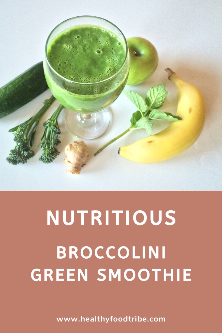 Broccolini green smoothie with ginger and mint