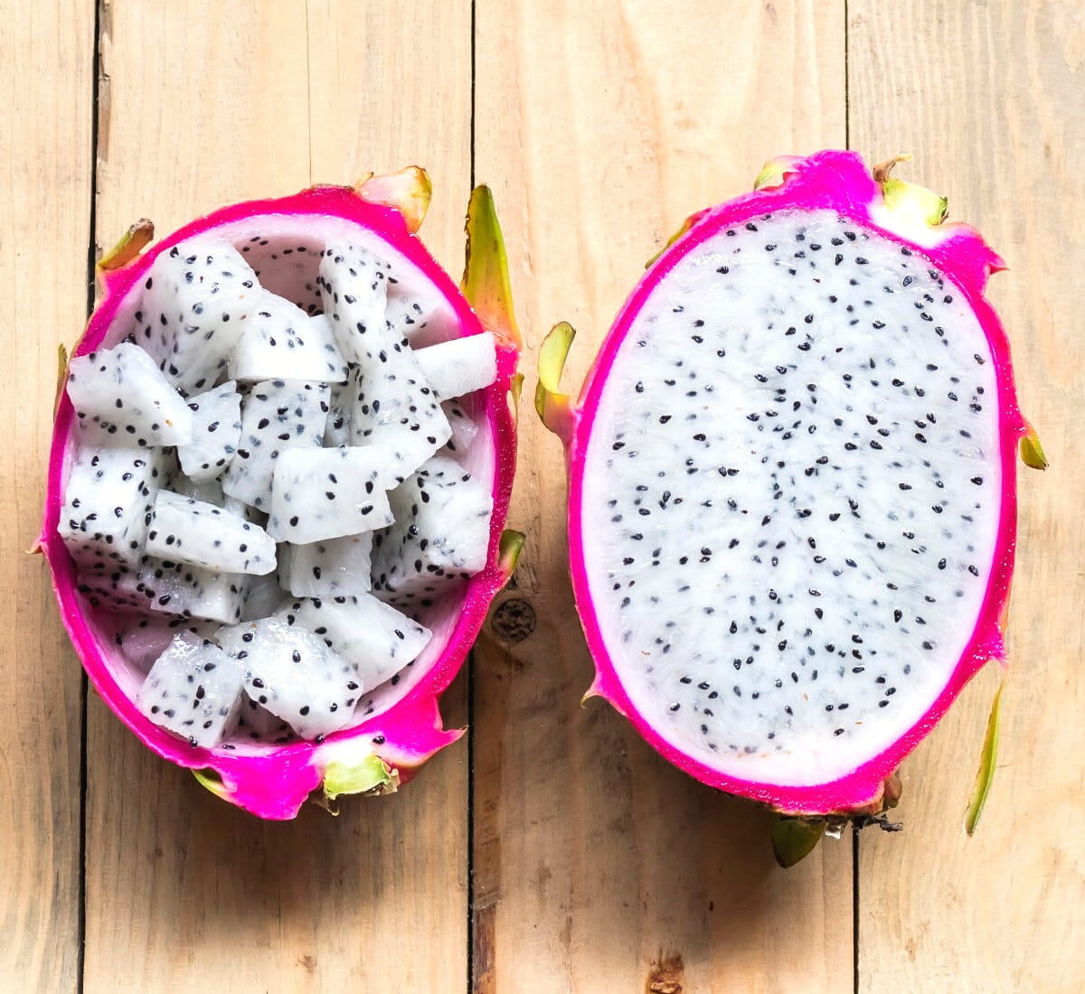 Cut dragon fruit