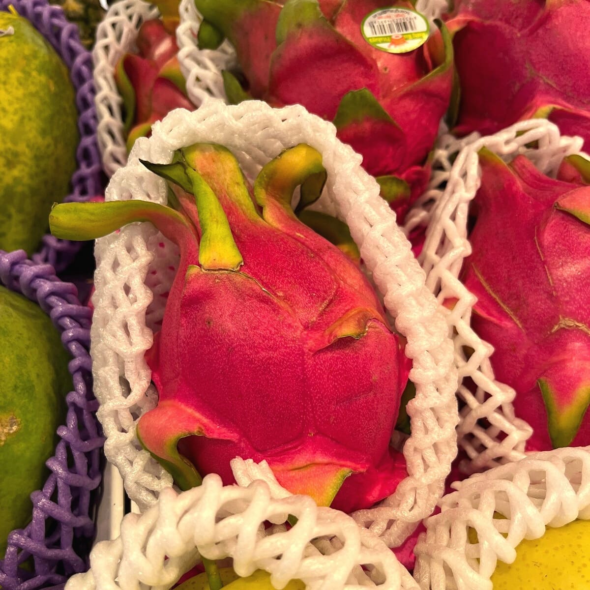 Dragon fruits in grocery store